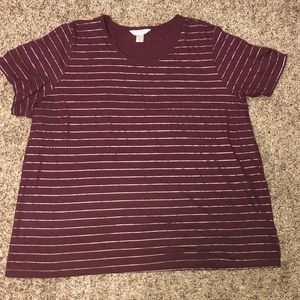 CJ Banks burgundy tee w/ silver stripes, Size 2X